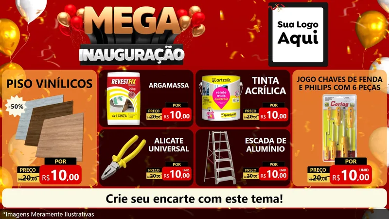 Modelo de TV para TV Horizontal com o tema Mega Inauguração para Material para Construção