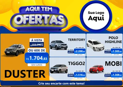 Modelo de Encarte para Encarte A4 Horizontal com o tema Aqui Tem Ofertas para Concessionaria de Carros