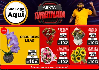 Modelo de Encarte para Encarte A4 Horizontal com o tema Sexta Turbinada para Floricultura e jardim