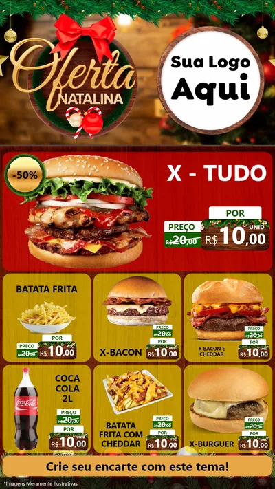 Modelo de Rede Social para Stories com o tema Ofertas Natalina para Hamburgueria