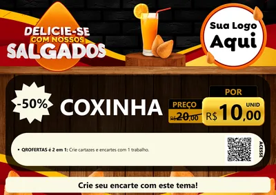 Modelo de Cartaz para Cartaz A4 Horizontal com o tema Delicia-se com Nossos Salgados para Salgadaria