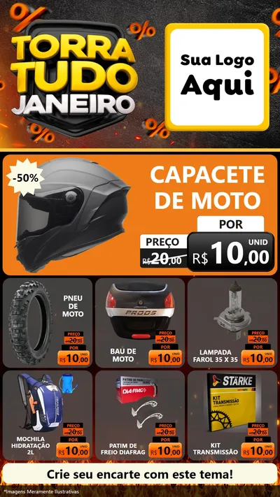 Modelo de Rede Social para Stories com o tema Torra Tudo Janeiro para Moto peças