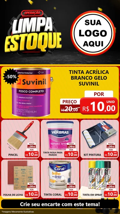 Modelo de Rede Social para Stories com o tema Operação Limpa Estoque para Tintas e Ferramentas