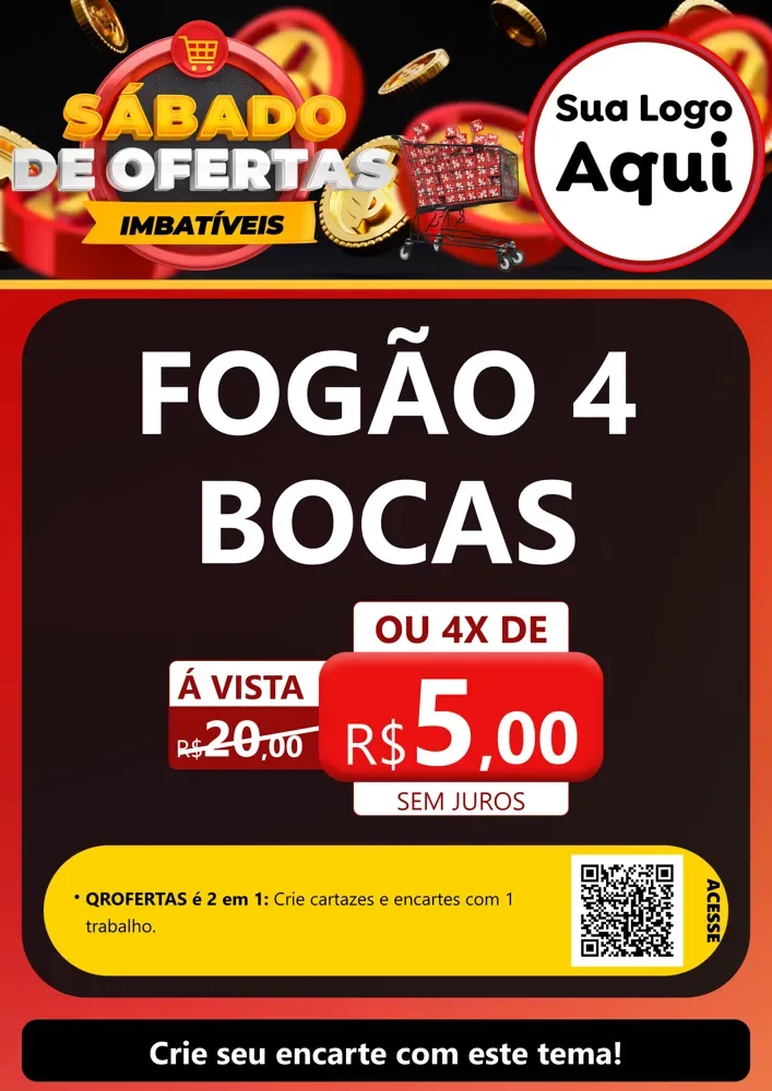 Modelo de Cartaz para Cartaz A4 Vertical com o tema Sábado de Ofertas Imbatíveis para Móveis e Eletro