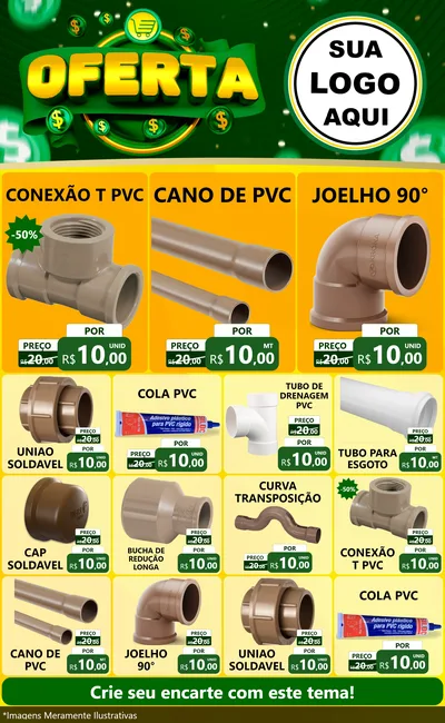 Modelo de Encarte para Encarte Grande com o tema Oferta para Tubos e conexões