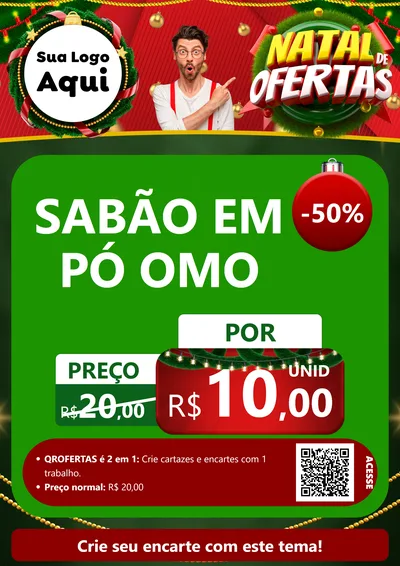 Modelo de Cartaz para Cartaz A4 Vertical com o tema Natal de Ofertas para Produtos de Limpeza