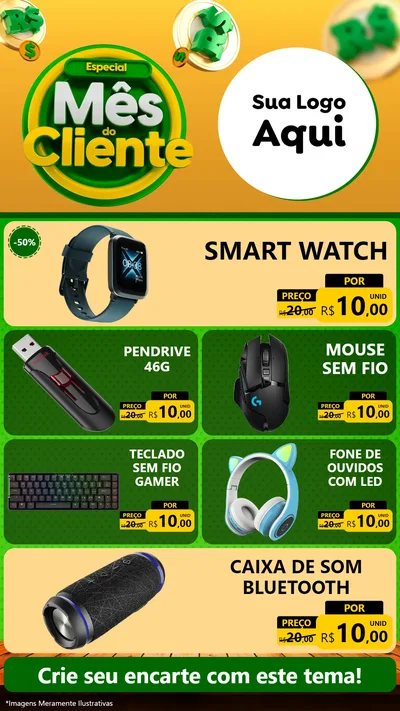 Modelo de TV para TV Vertical com o tema Especial Mês do Cliente para Informática