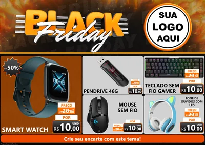 Modelo de Encarte para Encarte A4 Horizontal com o tema Black Friday para Informática