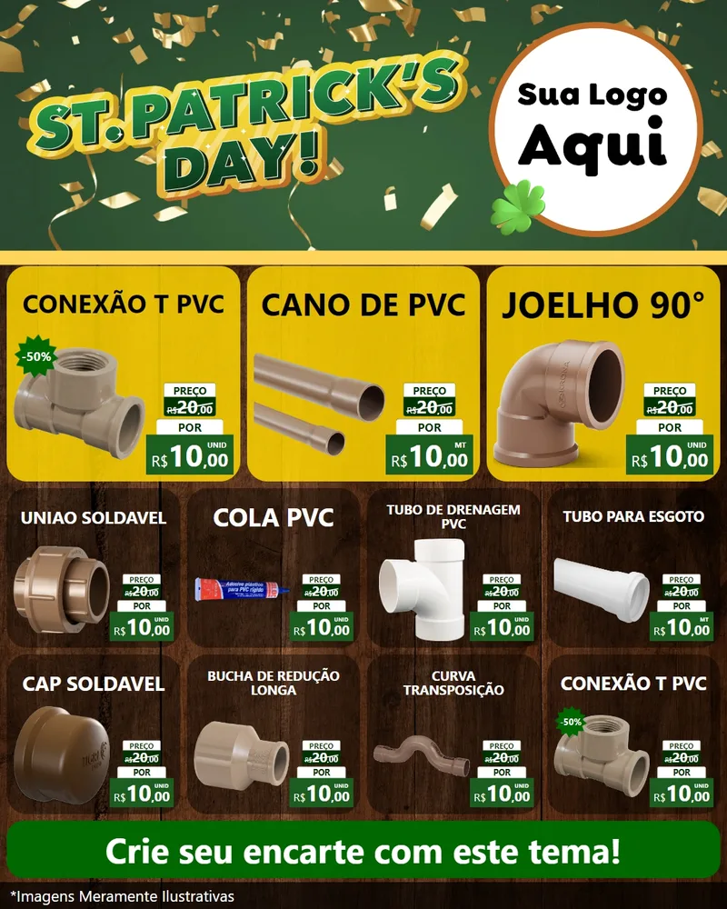 Modelo de Rede Social para Feed Instagram com o tema St Patriks Day para Tubos e conexões