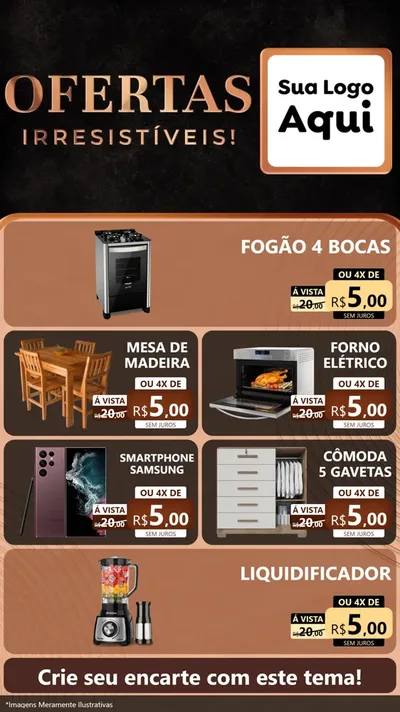 Modelo de TV para TV Vertical com o tema Ofertas Irresistíveis! para Móveis e Eletro