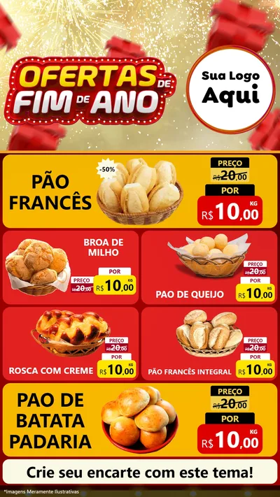 Modelo de TV para TV Vertical com o tema Ofertas de Fim de Ano para Padaria