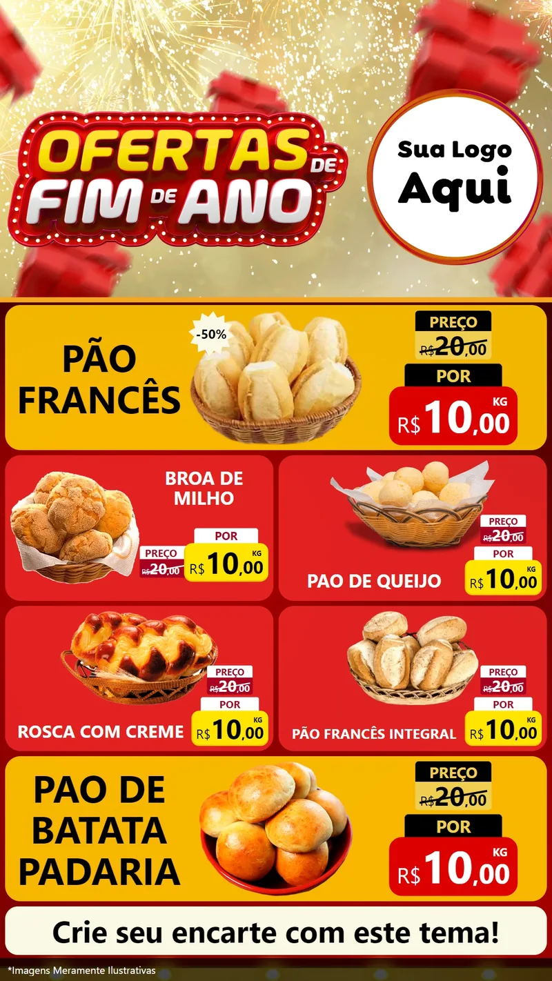 Modelo de TV para TV Vertical com o tema Ofertas de Fim de Ano para Padaria