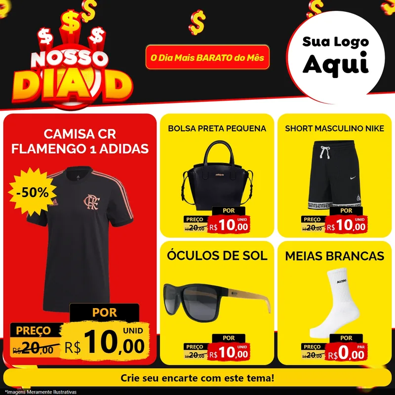 Modelo de Rede Social para Feed Facebook com o tema Nosso Dia D para Roupas e acessórios