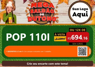 Modelo de Cartaz para Cartaz A4 Horizontal com o tema Mega Saldão de Outono para Concessionaria de Motos