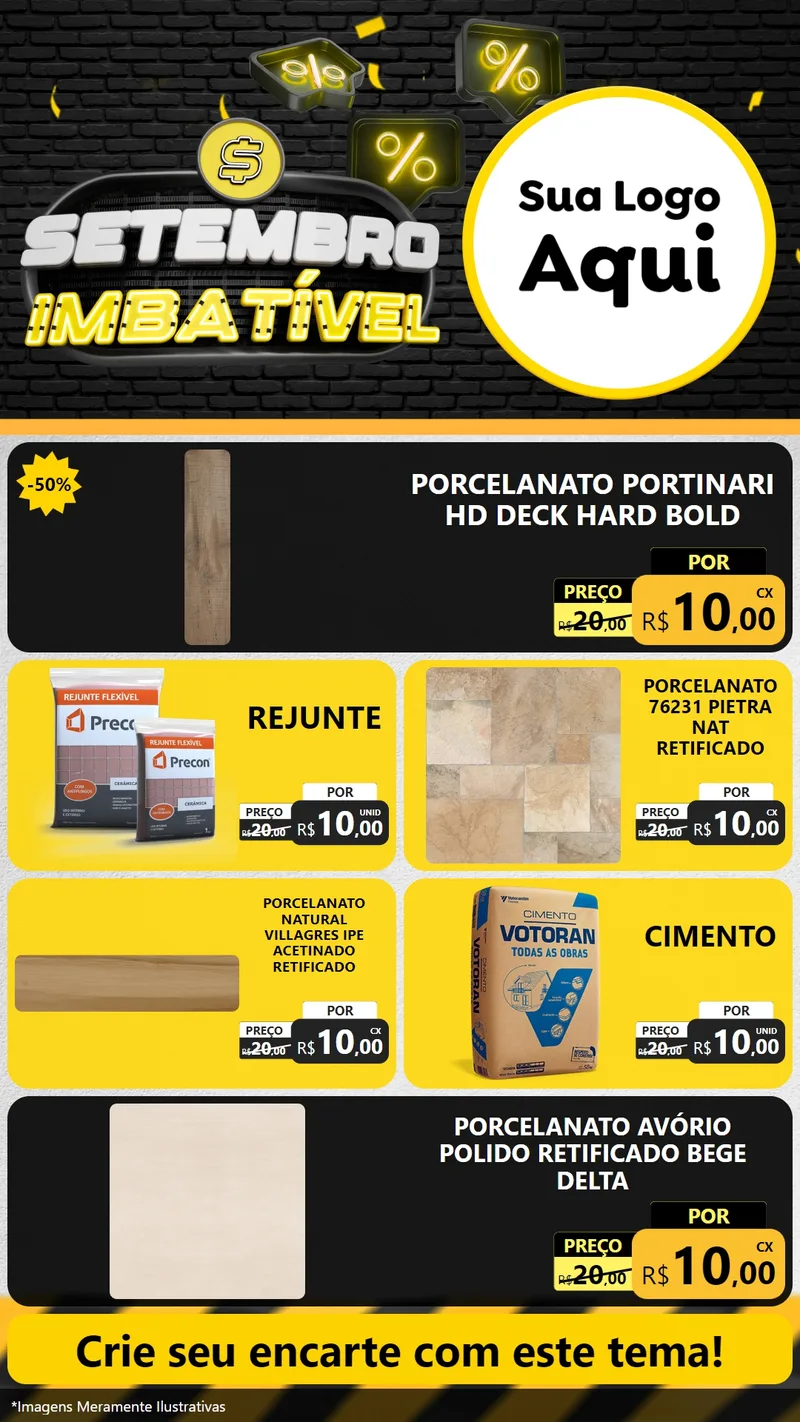 Modelo de TV para TV Vertical com o tema Setembro Imbatível para Pisos e revestimentos