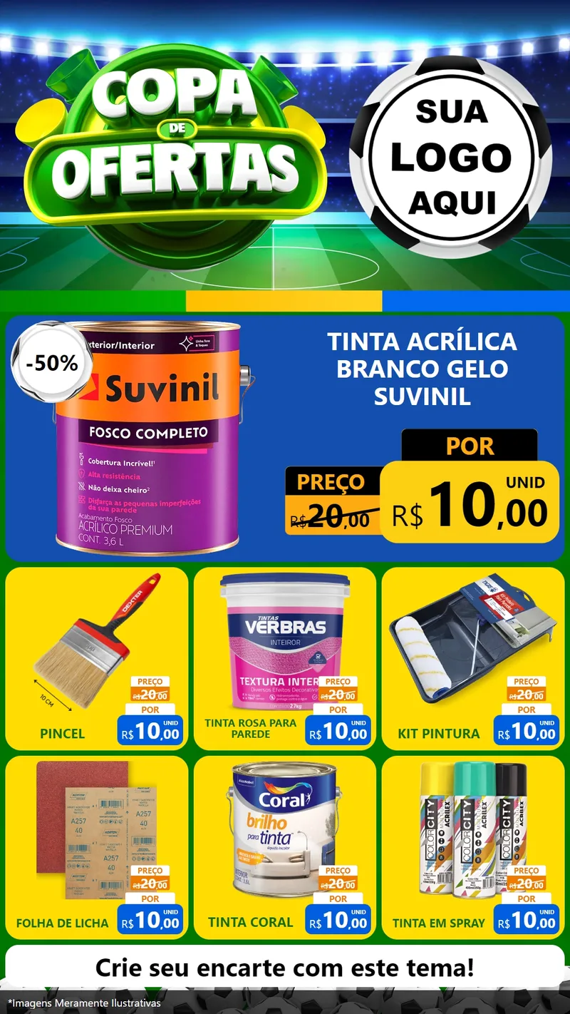 Modelo de Rede Social para Stories com o tema Copa de Ofertas para Tintas e Ferramentas