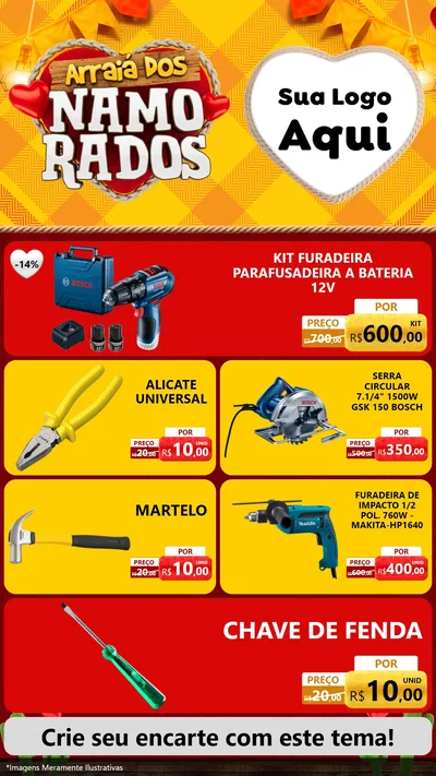 Modelo de TV para TV Vertical com o tema Arraiá dos Namorados para Maquinas e Ferramentas