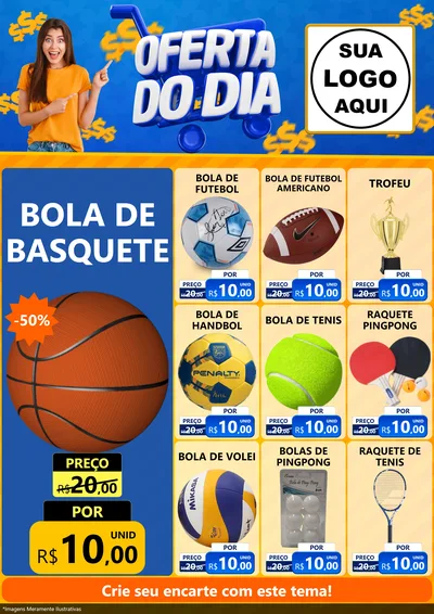 Modelo de Encarte para Encarte A4 Vertical com o tema Oferta do Dia para Artigos Esportivos