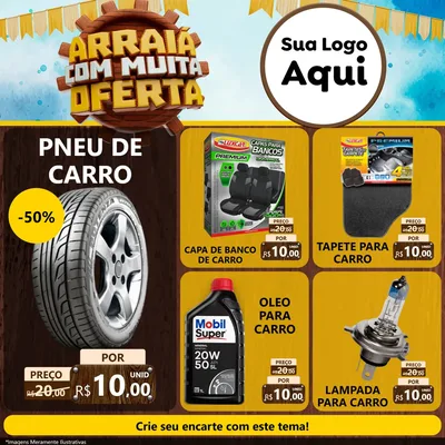 Modelo de Rede Social para Feed Facebook com o tema Ofertas de São João - Junina para Auto peças