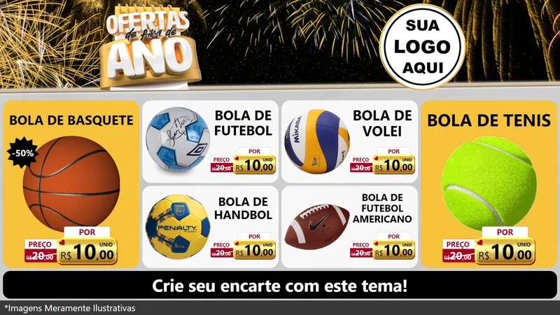 Modelo de TV para TV Horizontal com o tema Ofertas de Fim de Ano para Artigos Esportivos