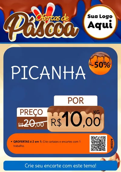 Modelo de Cartaz para Cartaz A4 Vertical com o tema Ofertas de Páscoa para Açougue