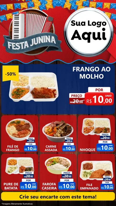 Modelo de Rede Social para Stories com o tema Festa Junina para Restaurante