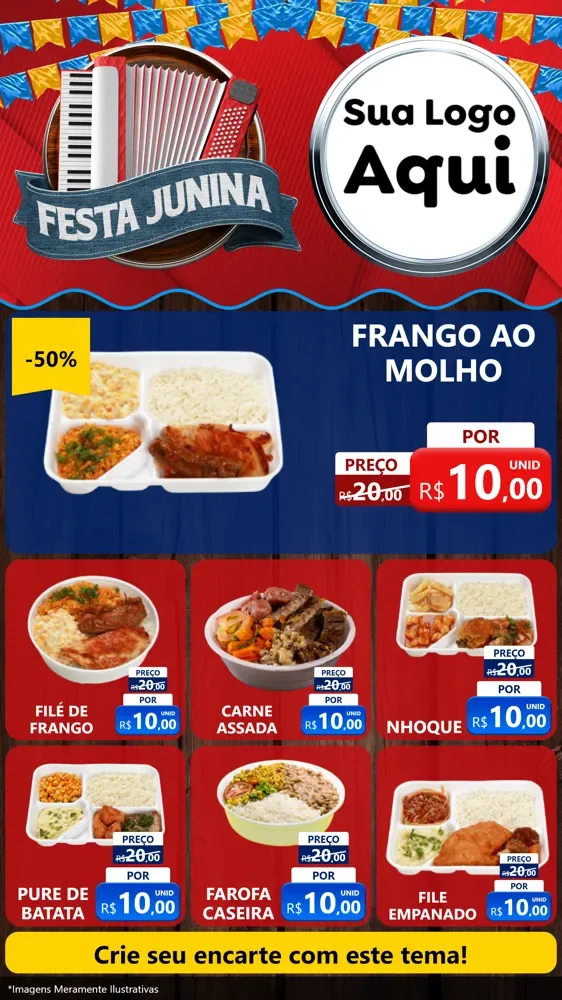 Modelo de Rede Social para Stories com o tema Festa Junina para Restaurante