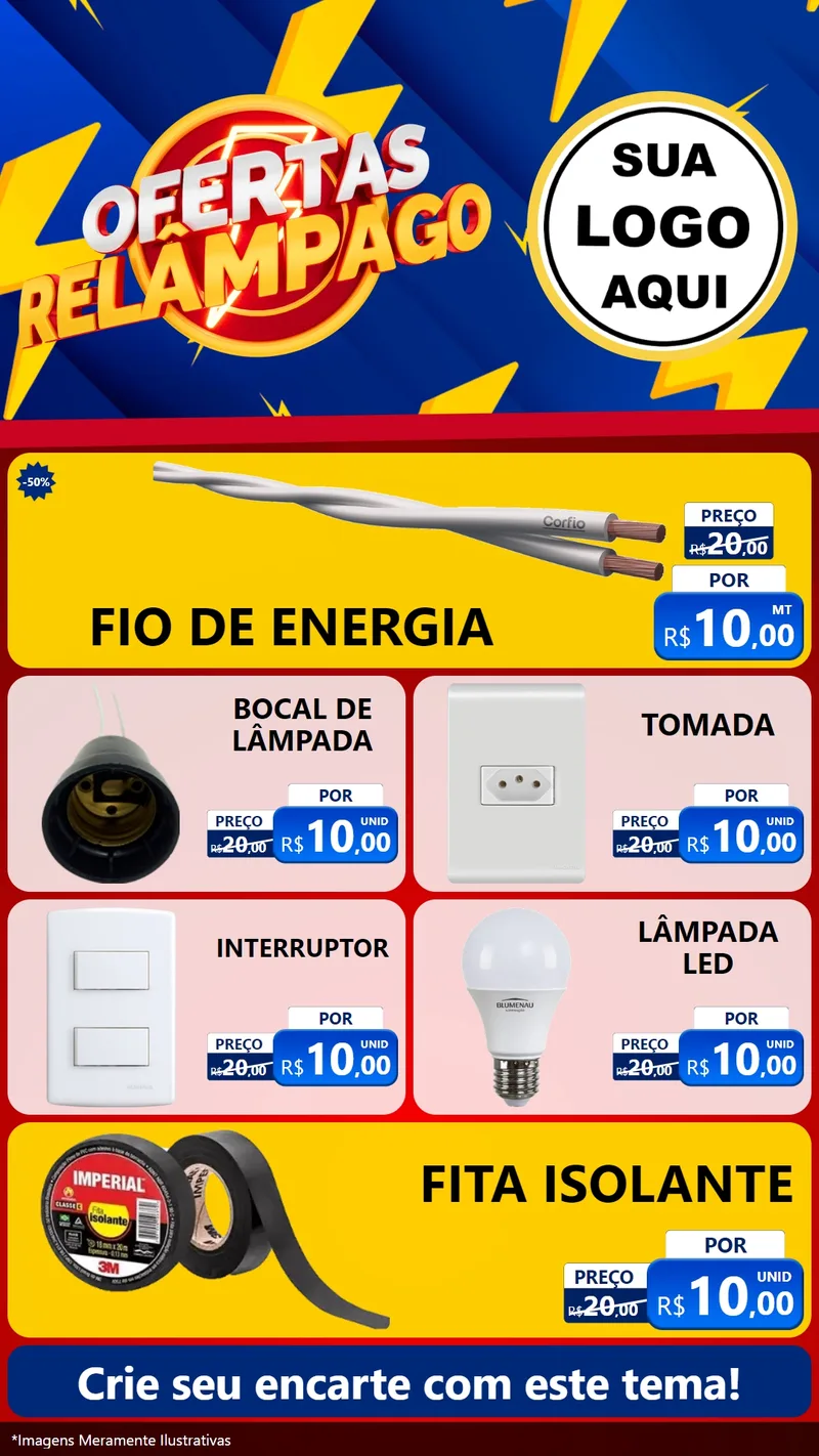 Modelo de TV para TV Vertical com o tema Ofertas Relâmpago para Materiais Elétricos