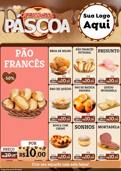 Modelo de Encarte para Encarte A4 Vertical com o tema Ofertas de Páscoa para Padaria