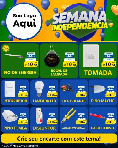 Modelo de Rede Social para Feed Instagram com o tema Semana da Independência para Materiais Elétricos