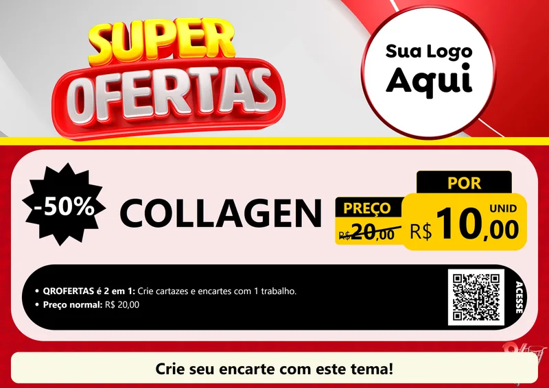 Modelo de Cartaz para Cartaz A4 Horizontal com o tema Super Ofertas para Suplementos alimentares