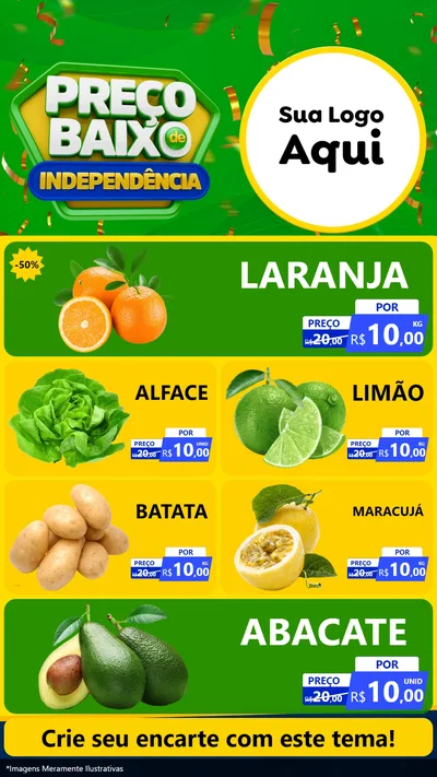 Modelo de TV para TV Vertical com o tema Preço Baixo de Independência para Hortifrúti
