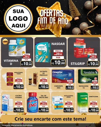 Modelo de Rede Social para Feed Instagram com o tema Ofertas de Fim de Ano para Farmácia