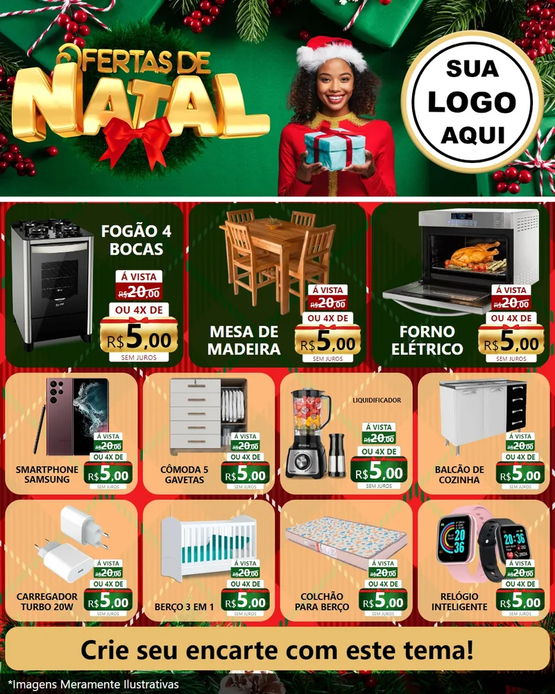 Modelo de Rede Social para Feed Instagram com o tema Ofertas de Natal para Móveis e Eletro