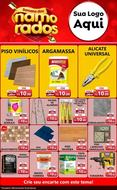 Modelo de Encarte para Encarte Grande com o tema Semana dos namorados para Material para Construção