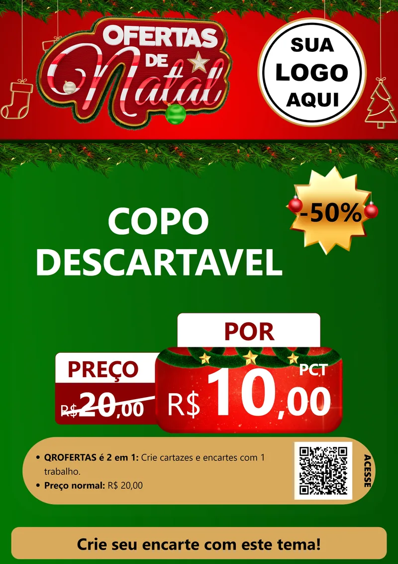 Modelo de Cartaz para Cartaz A4 Vertical com o tema Ofertas de Natal para Embalagens