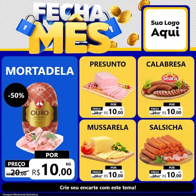 Modelo de Rede Social para Feed Facebook com o tema Fecha Mês para Frios e Laticínios