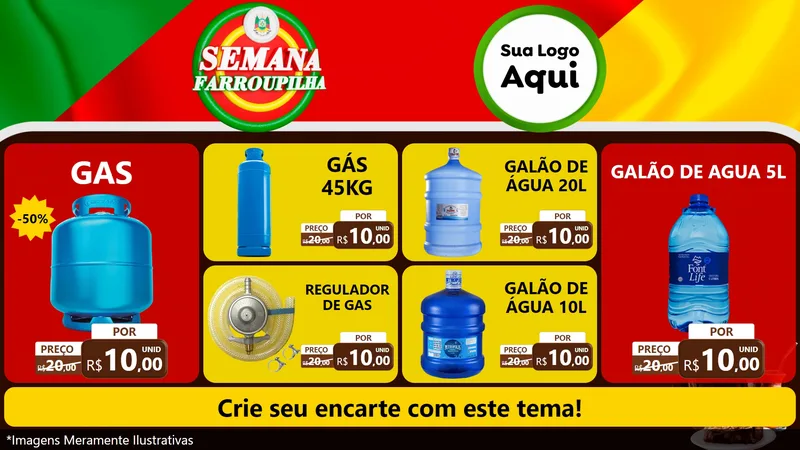 Modelo de TV para TV Horizontal com o tema Semana Farroupilha para Água e gás