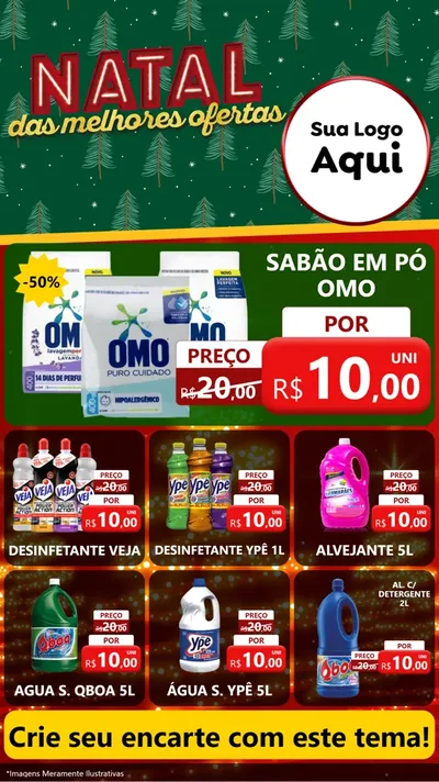 Modelo de Rede Social para Stories com o tema Natal das Melhores Ofertas para Produtos de Limpeza