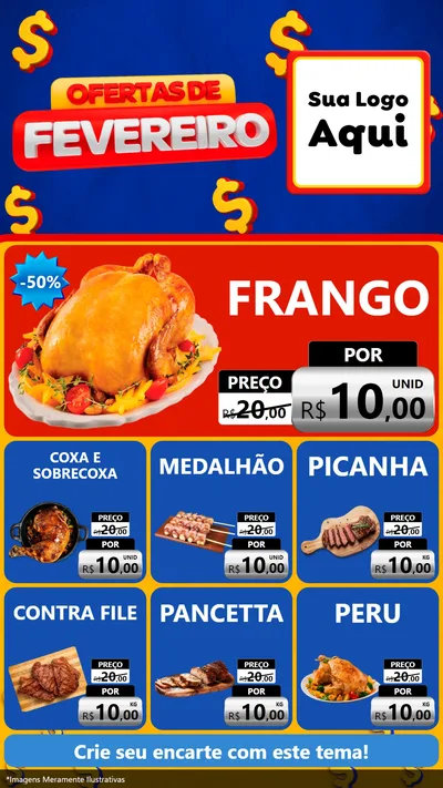 Modelo de Rede Social para Stories com o tema Ofertas de Fevereiro para Assados