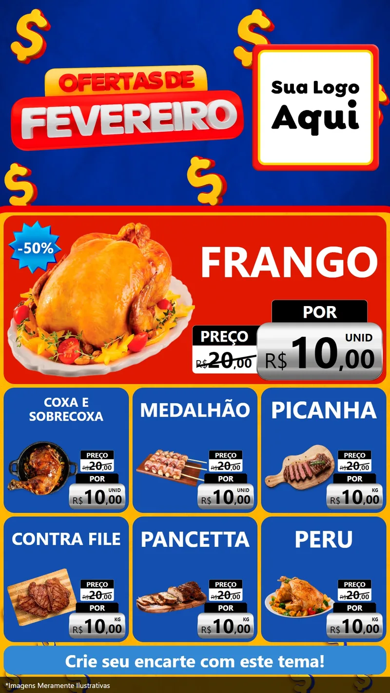 Modelo de Rede Social para Stories com o tema Ofertas de Fevereiro para Assados