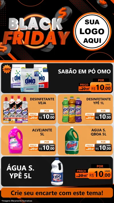 Modelo de TV para TV Vertical com o tema Black Friday para Produtos de Limpeza