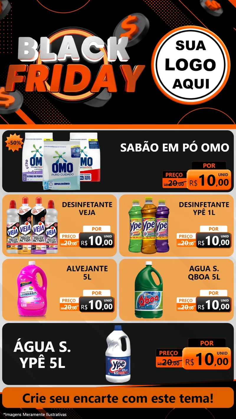 Modelo de TV para TV Vertical com o tema Black Friday para Produtos de Limpeza