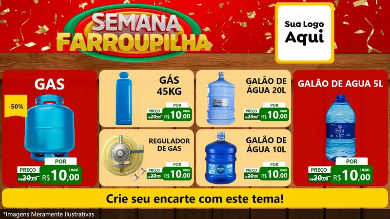 Modelo de TV para TV Horizontal com o tema Semana Farroupilha para Água e gás