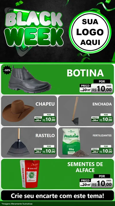 Modelo de TV para TV Vertical com o tema Black Week para Agropecuária