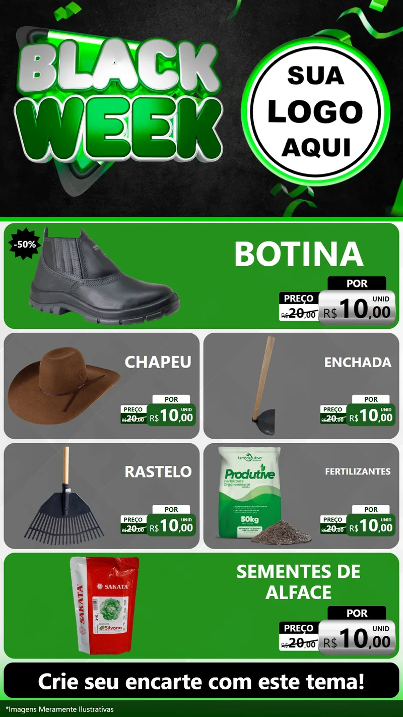 Modelo de TV para TV Vertical com o tema Black Week para Agropecuária