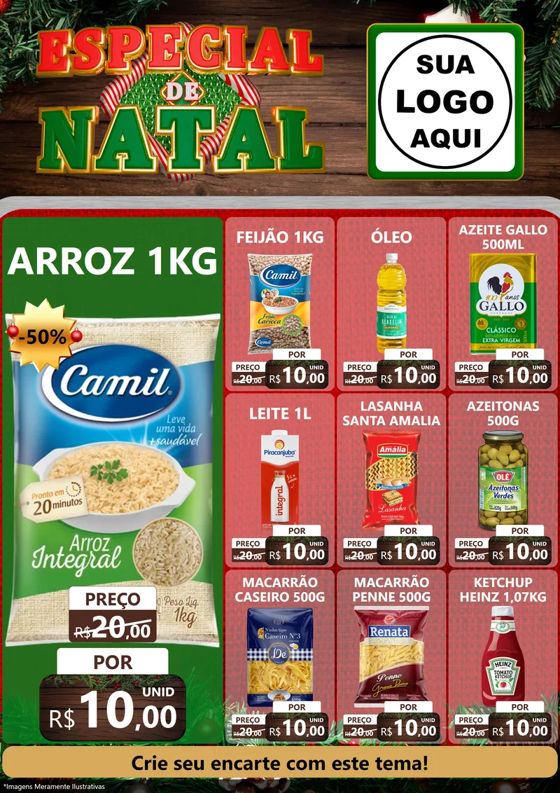 Modelo de Encarte para Encarte A4 Vertical com o tema Especial de Natal para Supermercado