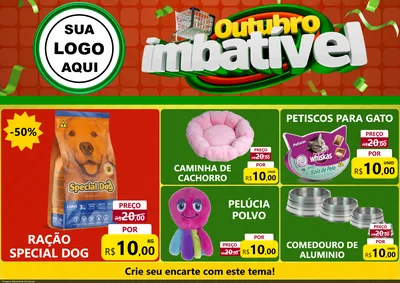 Modelo de Encarte para Encarte A4 Horizontal com o tema Outubro Imbatível para Pet Shop