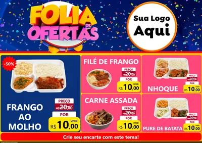 Modelo de Encarte para Encarte A4 Horizontal com o tema Folia de Ofertas para Restaurante