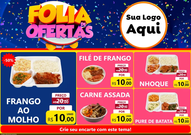 Modelo de Encarte para Encarte A4 Horizontal com o tema Folia de Ofertas para Restaurante